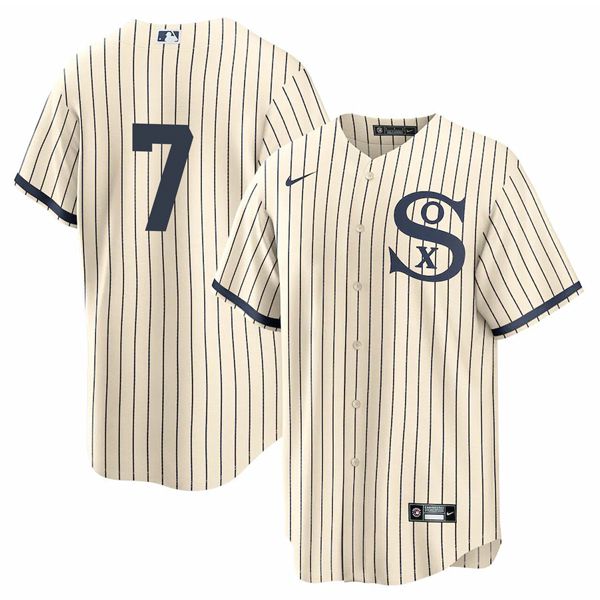 Men Chicago White Sox 7 No Name Cream stripe Dream version Game Nike 2021 MLB Jersey